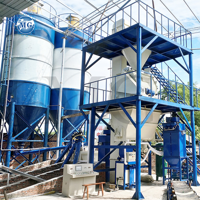 High Performance 10-30 T/h Dry Mix Powder Mortar Plant With Twin Shaft Paddle Mixer Machine Wall Putty Sand Cement Mixer Tile Adhesive Production Line