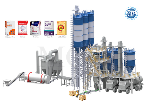 10-50 T / H Dry Mix Powder Mortar Plant Wall Putty Skim Coat Mixer Tile Adhesive Glue Mixing Machine